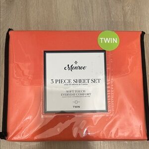 3 Piece Twin Sheet Set - Orange